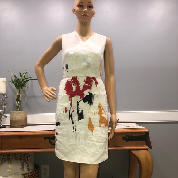 PIAZZA SEMPIONE White V" Neck Sleeveless Dress - Picture 2 of 12